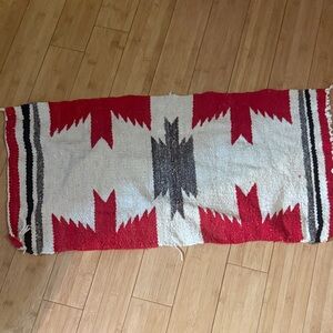Red and White Geometric Patterned Rug